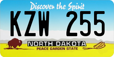 ND license plate KZW255