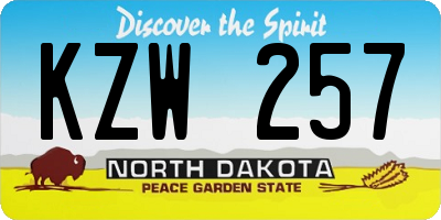 ND license plate KZW257