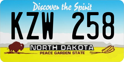 ND license plate KZW258