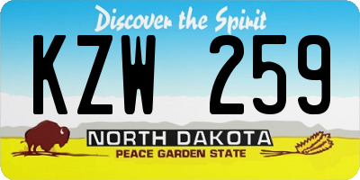 ND license plate KZW259