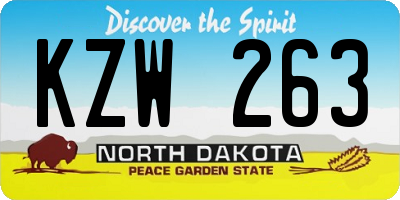 ND license plate KZW263