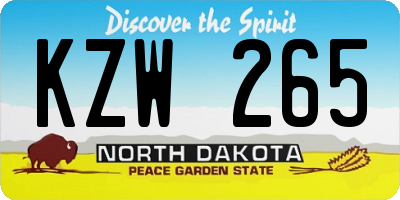 ND license plate KZW265