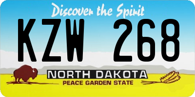ND license plate KZW268