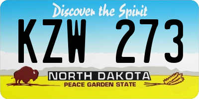 ND license plate KZW273