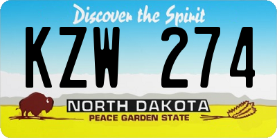 ND license plate KZW274