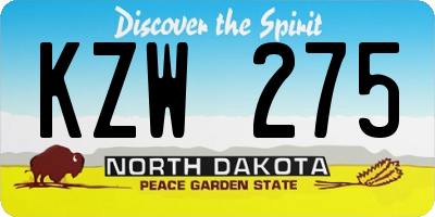 ND license plate KZW275