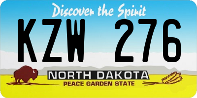 ND license plate KZW276