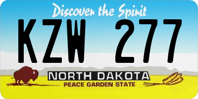 ND license plate KZW277