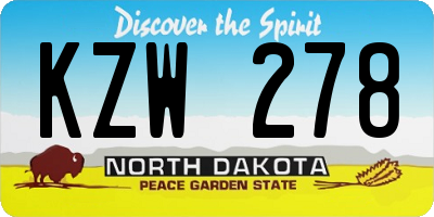ND license plate KZW278