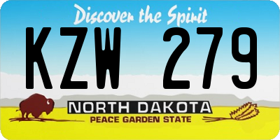 ND license plate KZW279