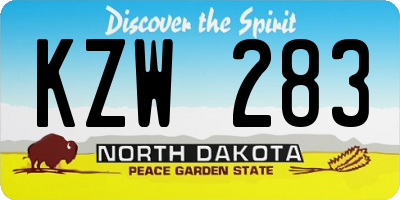 ND license plate KZW283