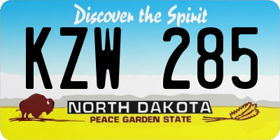 ND license plate KZW285