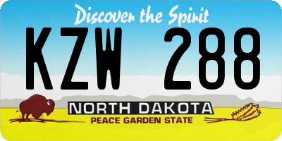 ND license plate KZW288