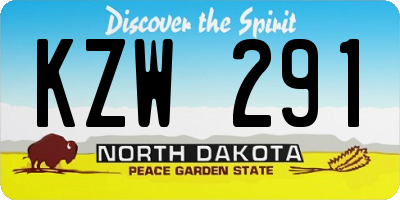 ND license plate KZW291