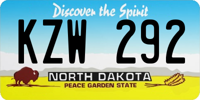 ND license plate KZW292