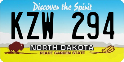 ND license plate KZW294