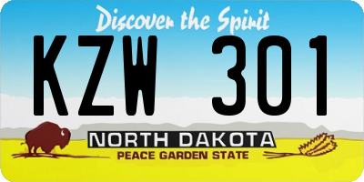 ND license plate KZW301