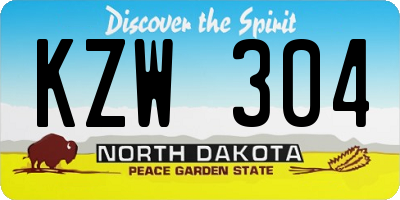 ND license plate KZW304