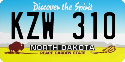 ND license plate KZW310