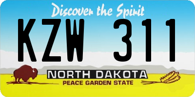 ND license plate KZW311