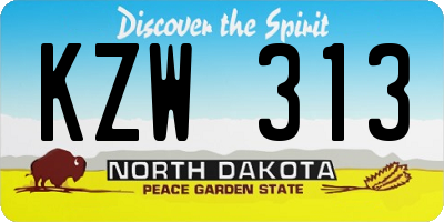 ND license plate KZW313