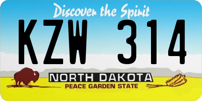 ND license plate KZW314