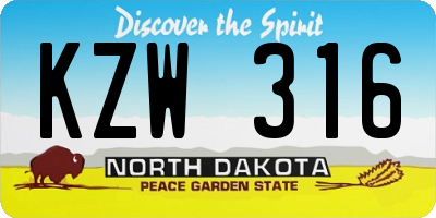 ND license plate KZW316