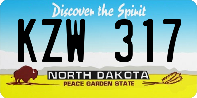 ND license plate KZW317