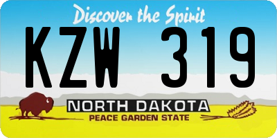 ND license plate KZW319