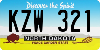 ND license plate KZW321