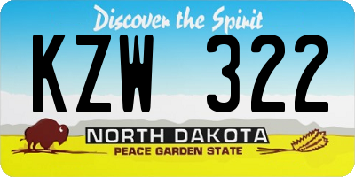 ND license plate KZW322