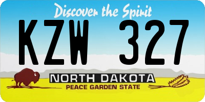 ND license plate KZW327