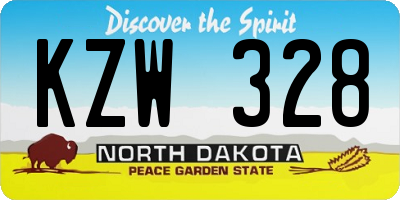 ND license plate KZW328