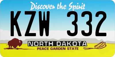 ND license plate KZW332