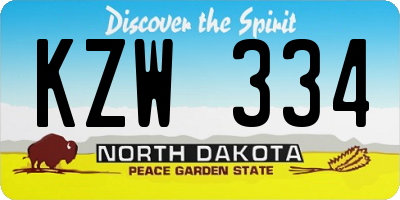 ND license plate KZW334