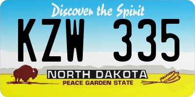 ND license plate KZW335