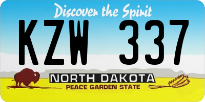 ND license plate KZW337