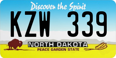 ND license plate KZW339