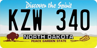 ND license plate KZW340