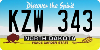 ND license plate KZW343