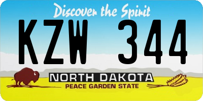 ND license plate KZW344