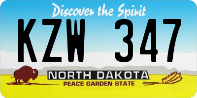 ND license plate KZW347