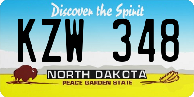 ND license plate KZW348