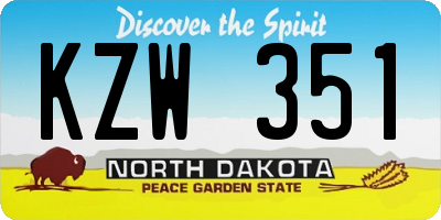 ND license plate KZW351