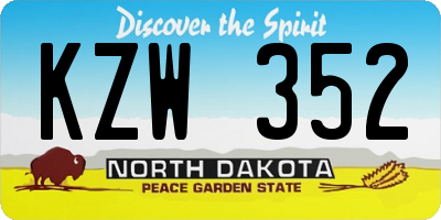 ND license plate KZW352