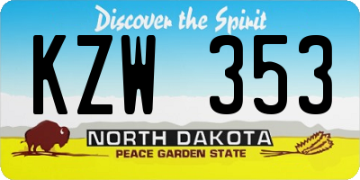 ND license plate KZW353