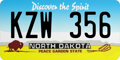 ND license plate KZW356