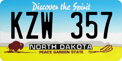 ND license plate KZW357