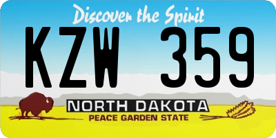 ND license plate KZW359