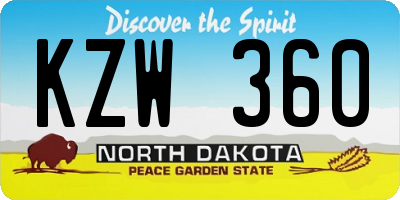ND license plate KZW360